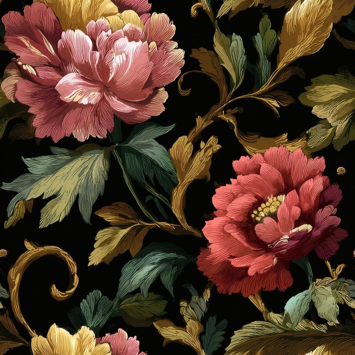 Peony Bouquet large scale wallpaper pattern repeat