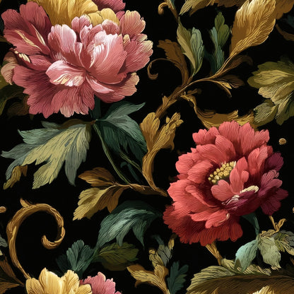 Peony Bouquet large scale wallpaper pattern repeat