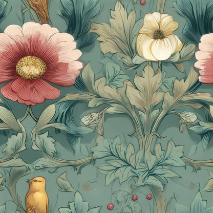 Peony Damask large scale wallpaper pattern repeat