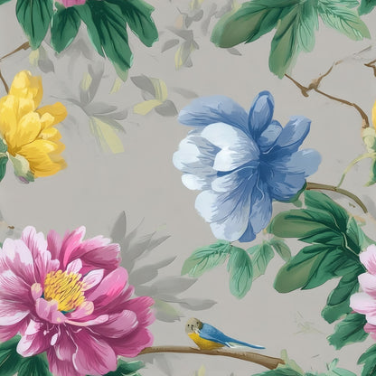 Peony Songbird large scale wallpaper pattern repeat