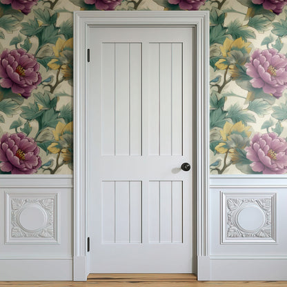 Peony Thicket large scale wallpaper in a styled room