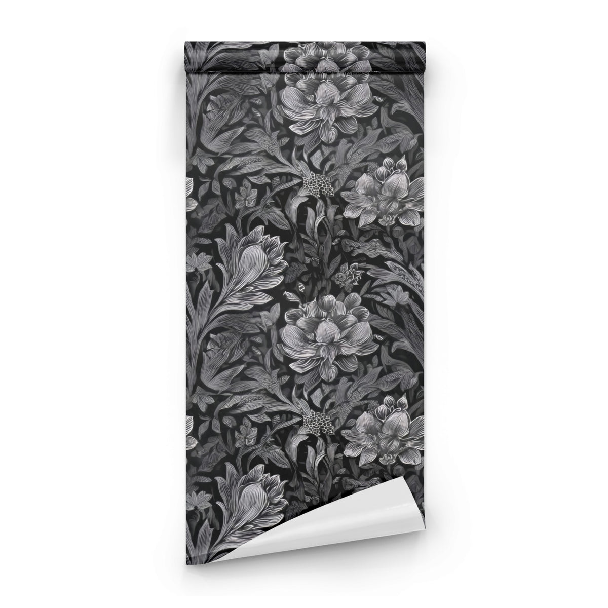 Roll of Pewter Damask large scale wallpaper