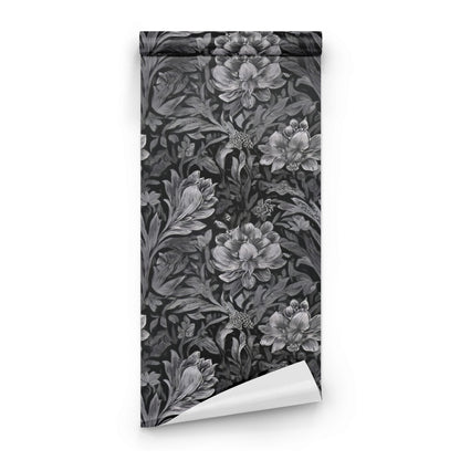 Roll of Pewter Damask large scale wallpaper