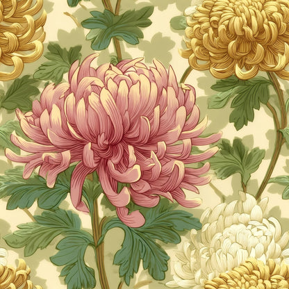 Pink Chrysanthemum large scale wallpaper pattern repeat