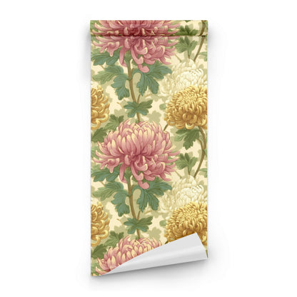 Roll of Pink Chrysanthemum large scale wallpaper