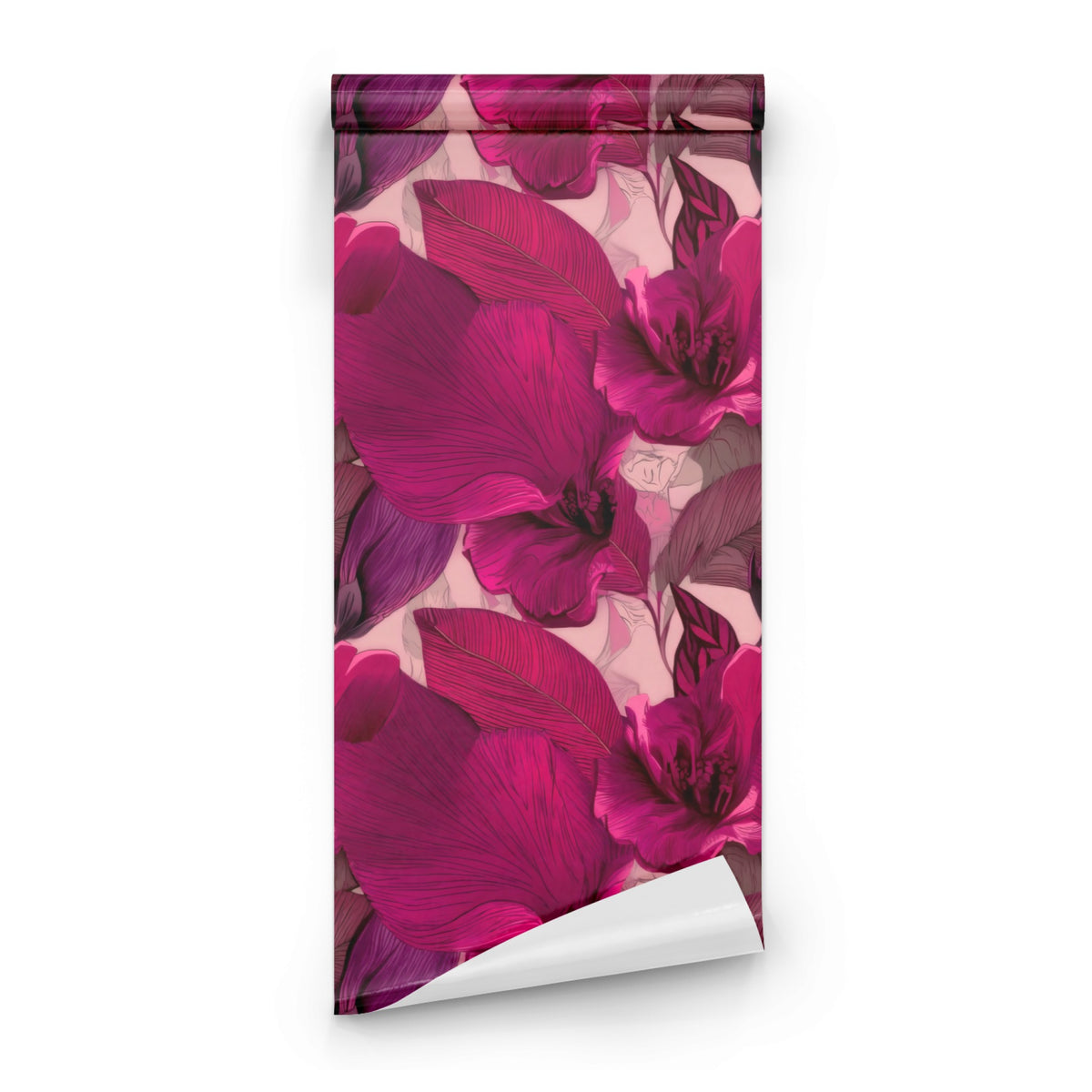 Roll of Pink Leaf large scale wallpaper