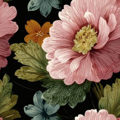 Pink Peony large scale wallpaper pattern repeat