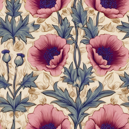Pink Poppy large scale wallpaper pattern repeat