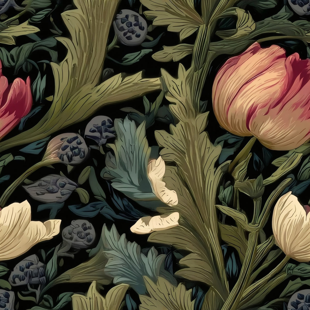 Pink Tulip large scale wallpaper pattern repeat
