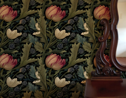 Pink Tulip large scale wallpaper in a styled room