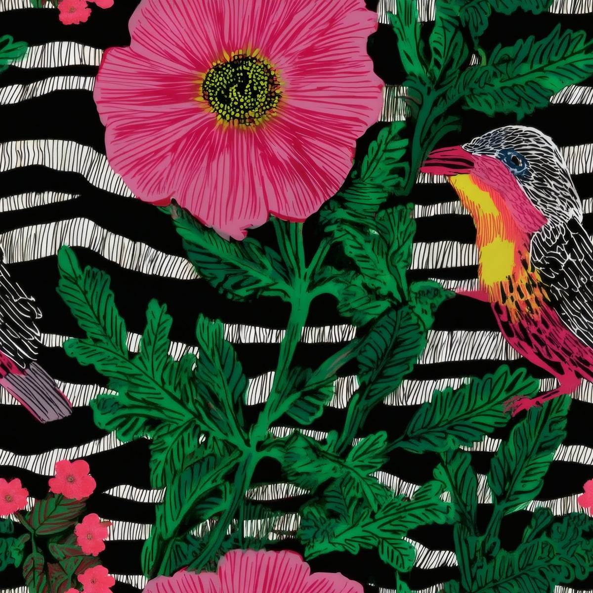 Pink Zebra large scale wallpaper pattern repeat