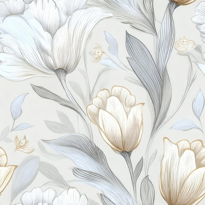 Platinum Tulip large scale wallpaper pattern repeat