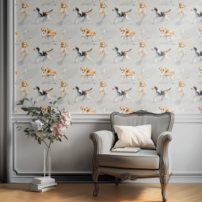 Playful Paws large scale wallpaper in a styled room