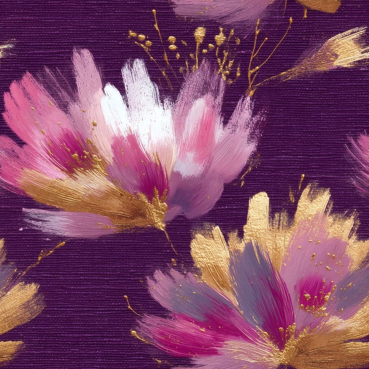 Plum Lotus large scale wallpaper pattern repeat