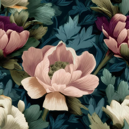Plum Peony large scale wallpaper pattern repeat
