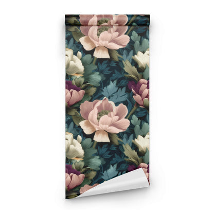 Roll of Plum Peony large scale wallpaper