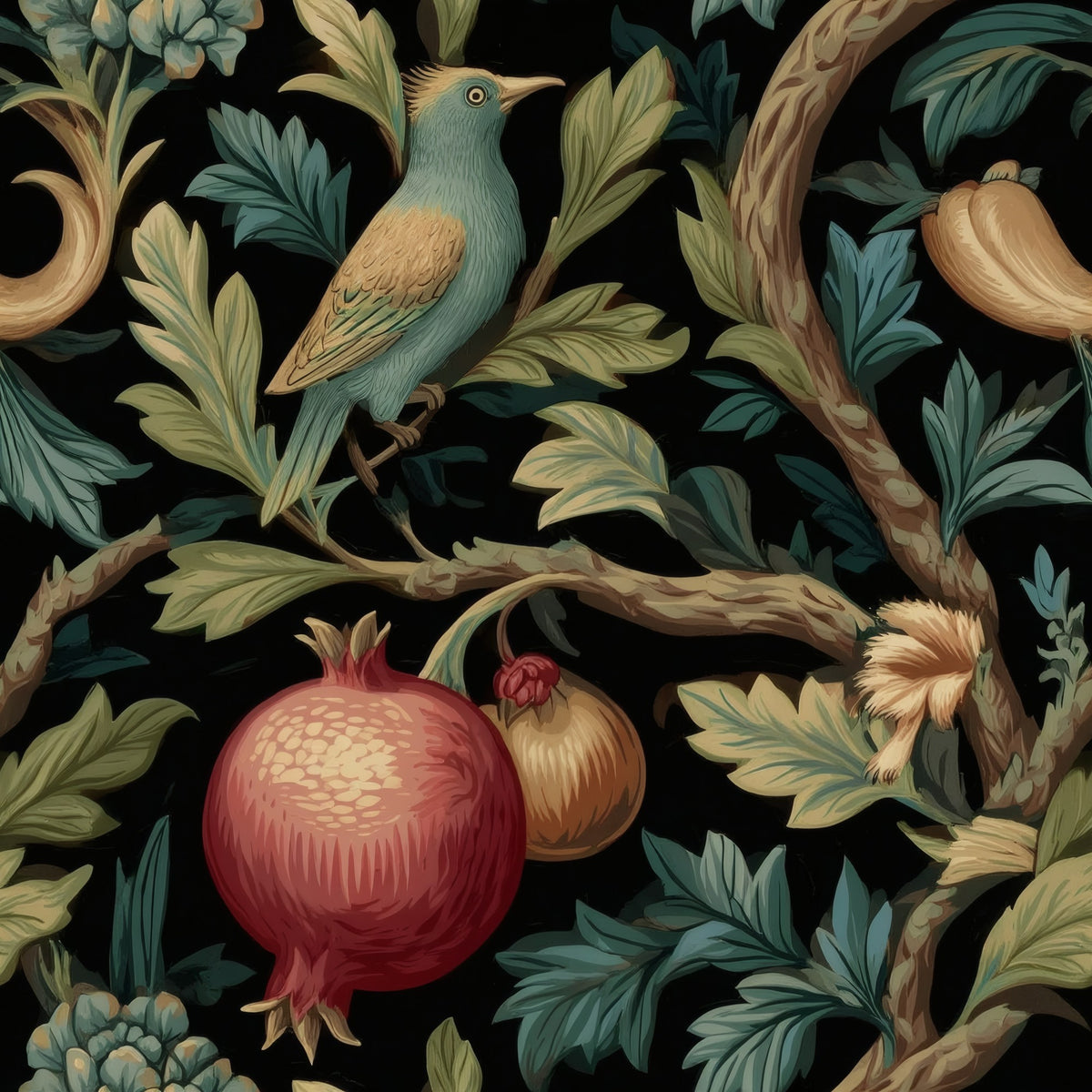 Pomegranate Bird large scale wallpaper pattern repeat
