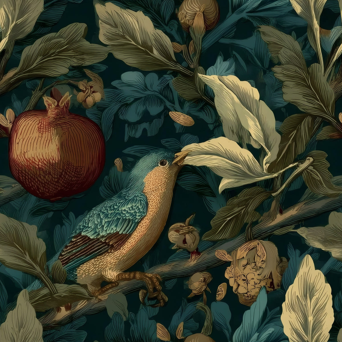 Pomegranate Branch large scale wallpaper pattern repeat