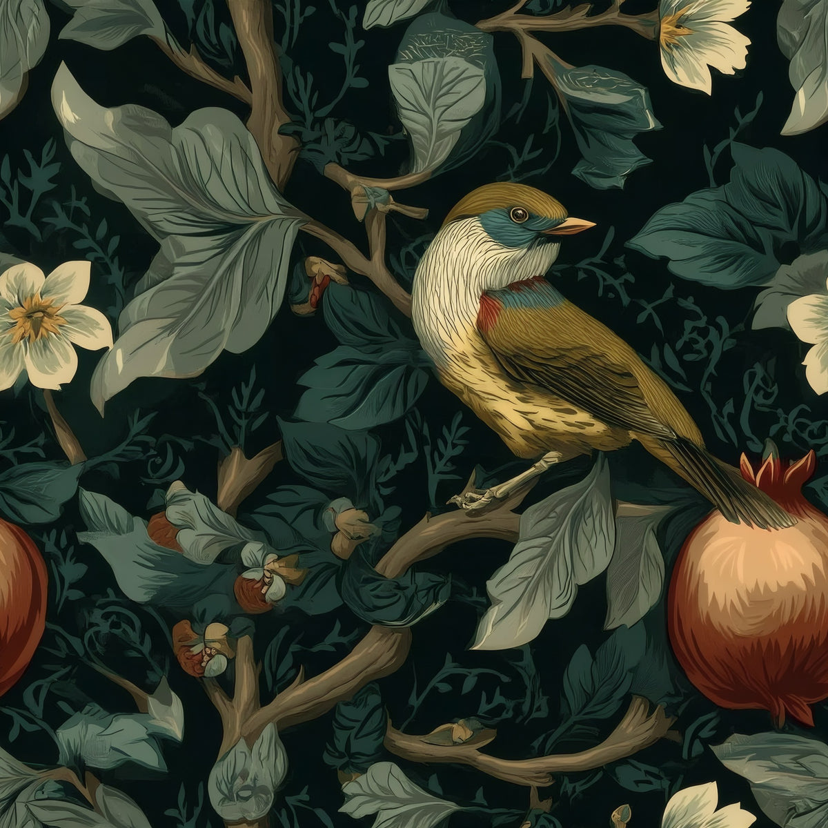 Pomegranate Songbird large scale wallpaper pattern repeat