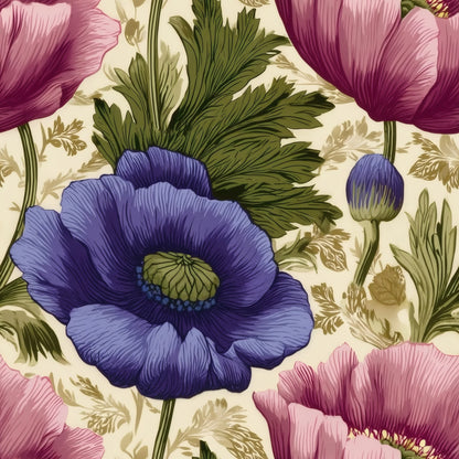 Poppy Anemone large scale wallpaper pattern repeat