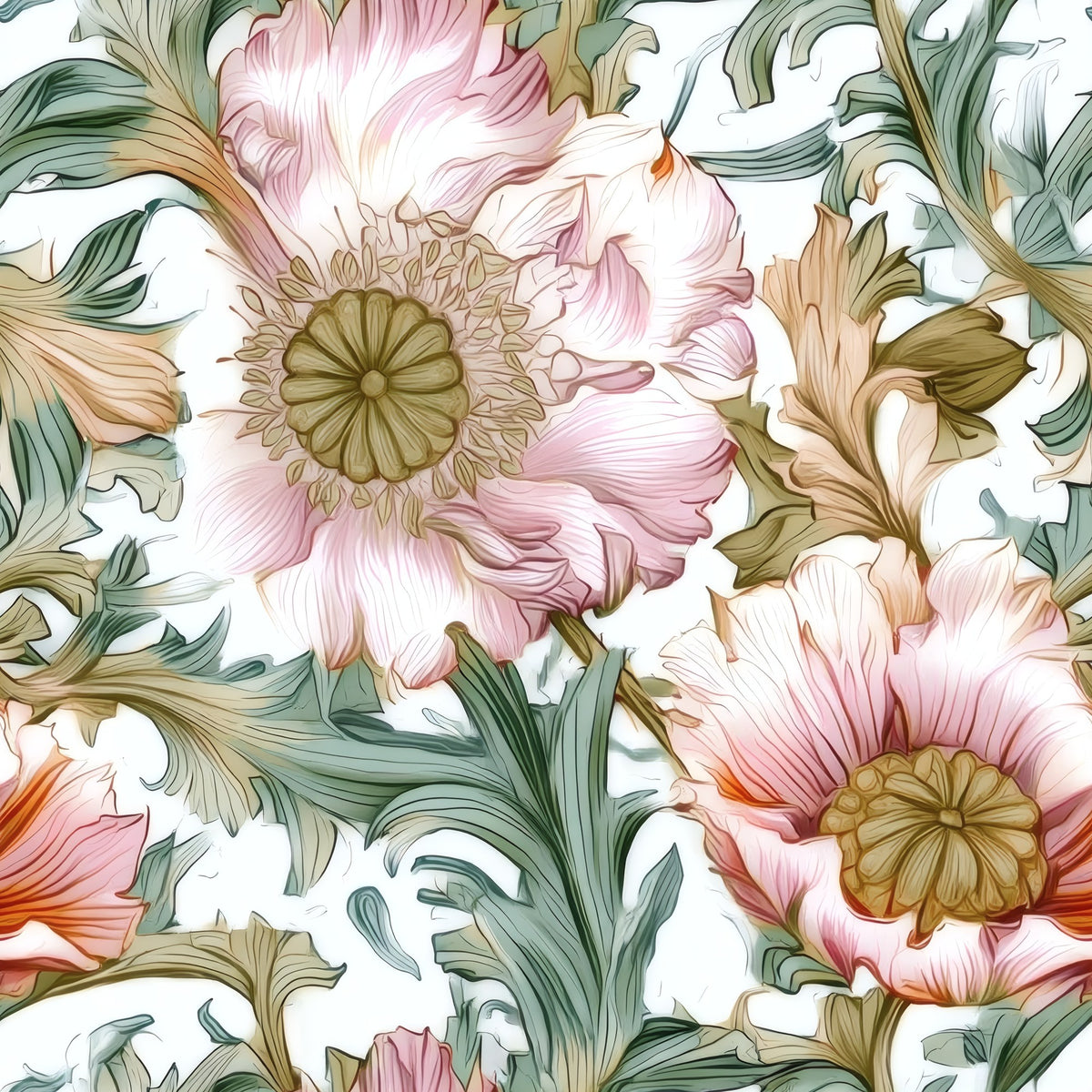 Poppy Scroll large scale wallpaper pattern repeat