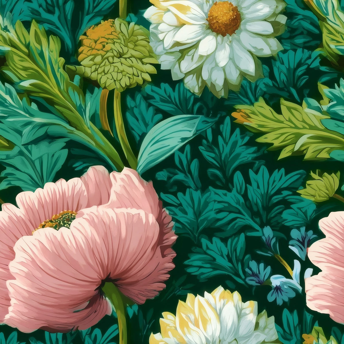 Poppy Thicket large scale wallpaper pattern repeat