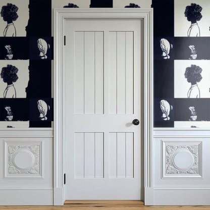 Portrait Checkerboard large scale wallpaper in a styled room