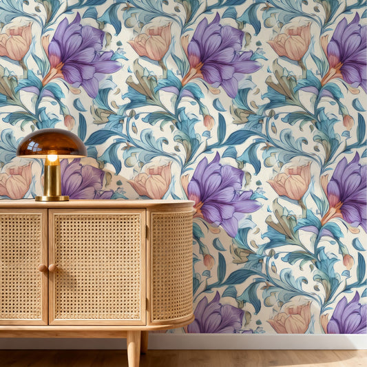 Powder Blossom large scale wallpaper in a styled room