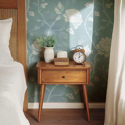 Powder Pompom large scale wallpaper in a styled room