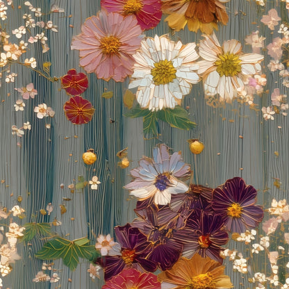 Pressed Blooms large scale wallpaper pattern repeat