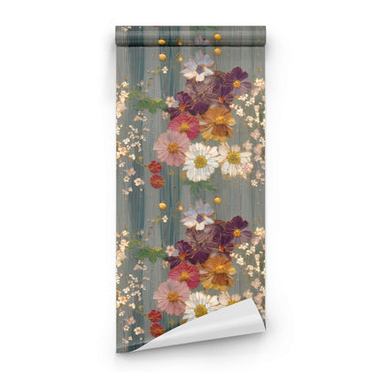 Roll of Pressed Blooms large scale wallpaper