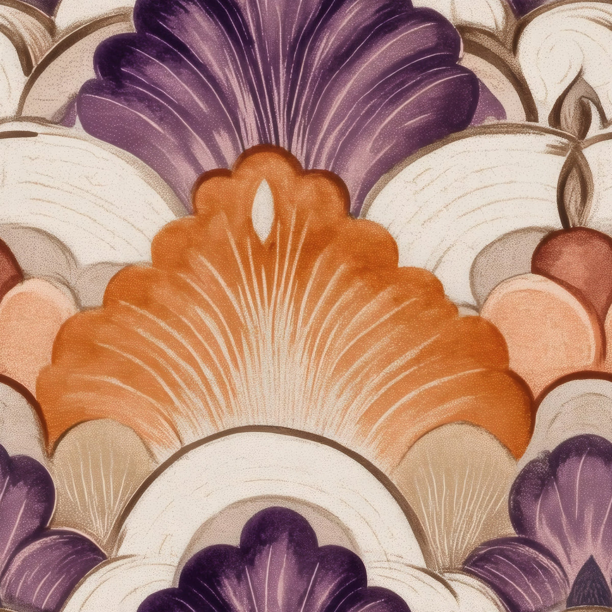 Purple Fans large scale wallpaper pattern repeat