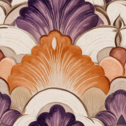 Purple Fans large scale wallpaper pattern repeat