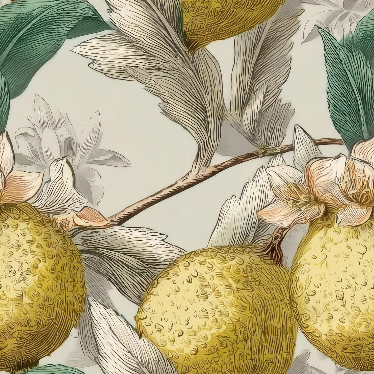Quince Branch large scale wallpaper pattern repeat