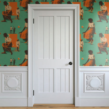 Retro Figures large scale wallpaper in a styled room