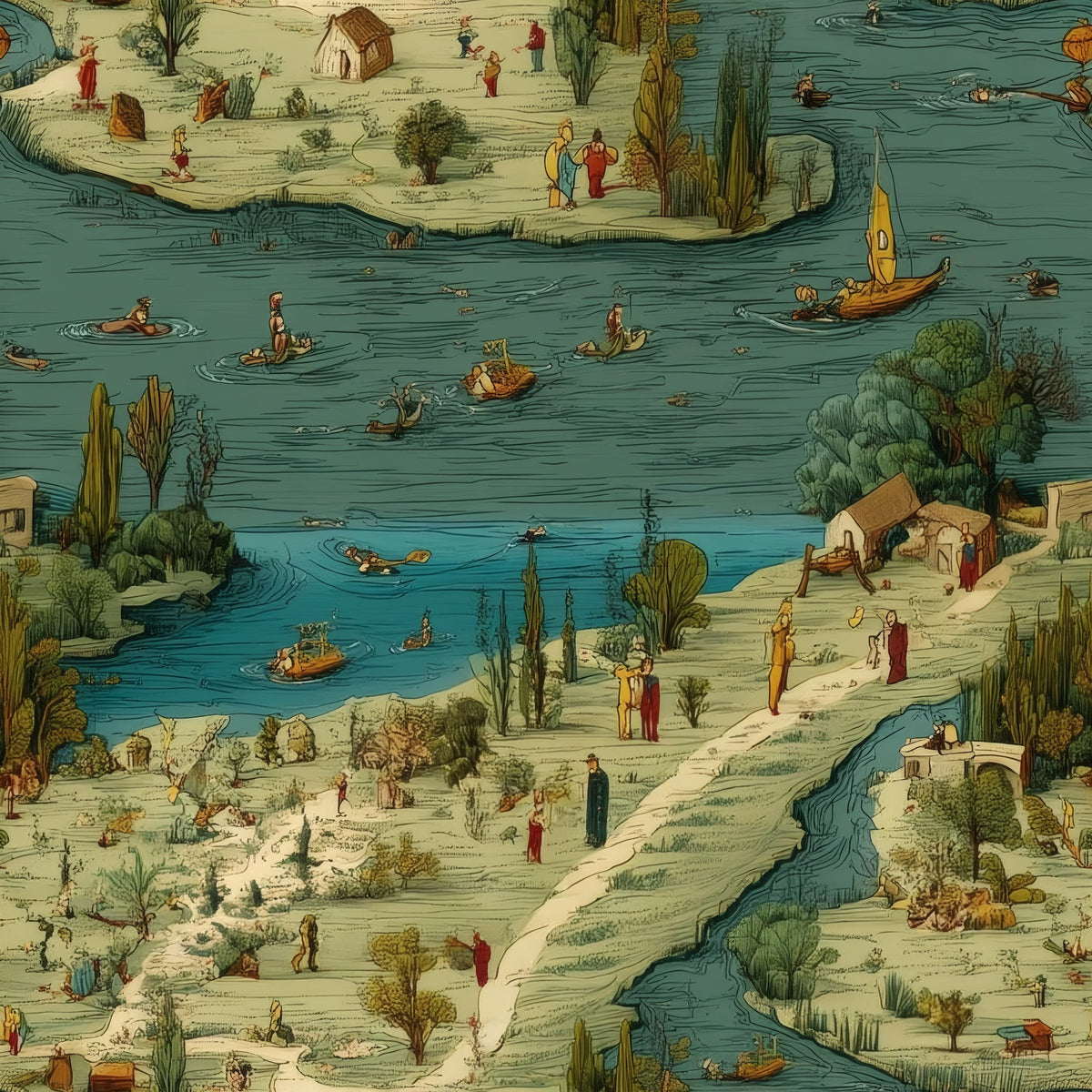 River Map large scale wallpaper pattern repeat