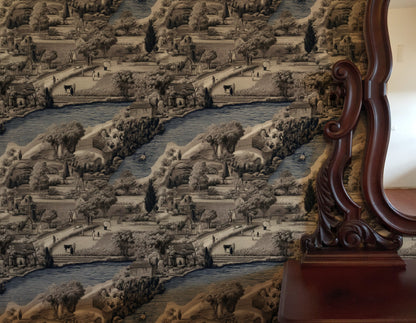 River Village large scale wallpaper in a styled room