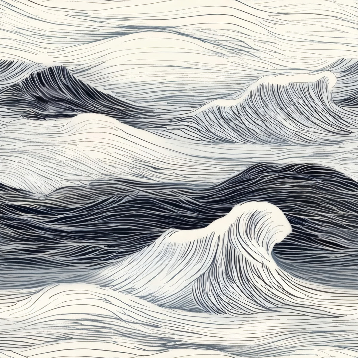 Rolling Sea large scale wallpaper pattern repeat