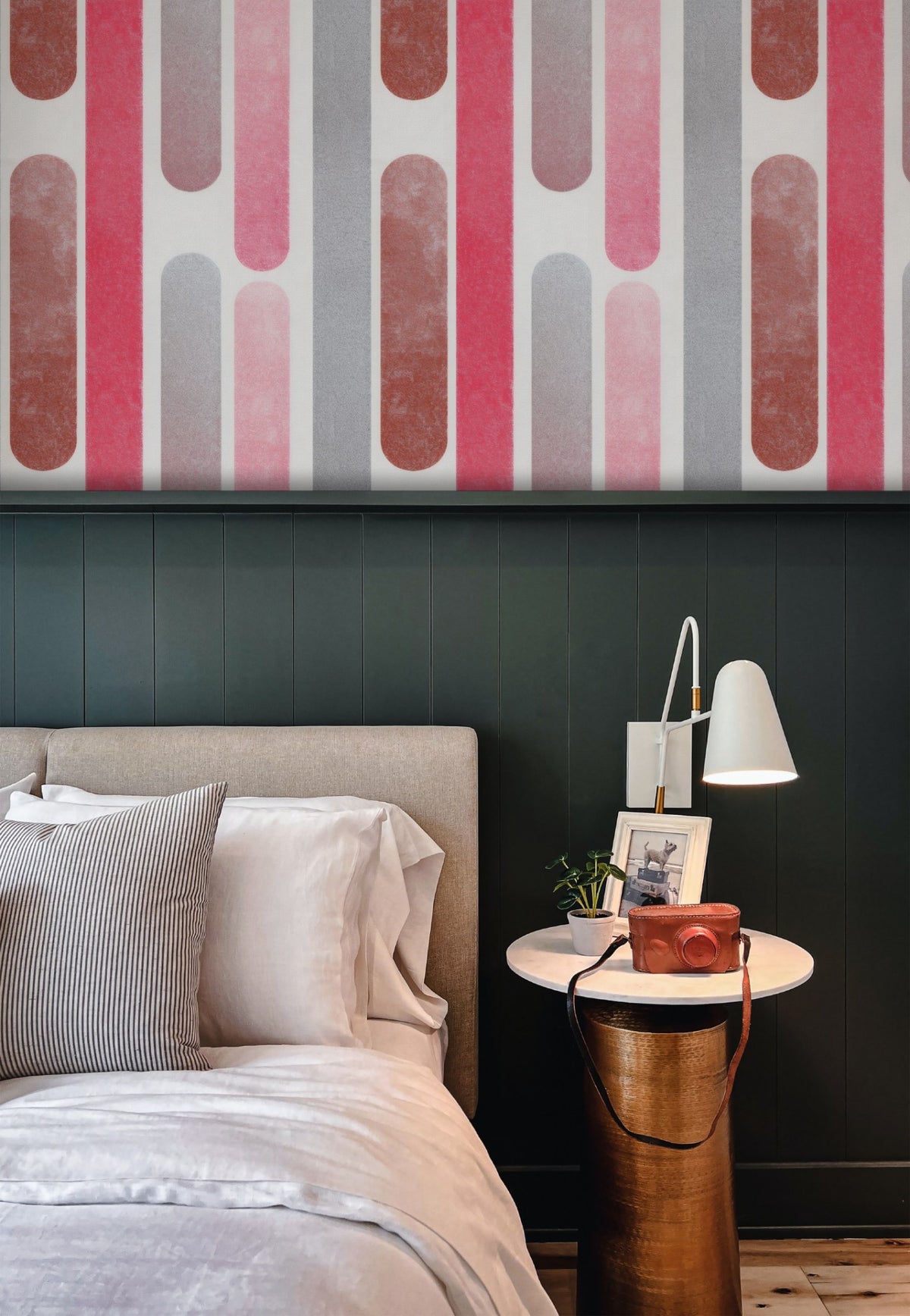 Rose Capsules large scale wallpaper in a styled room