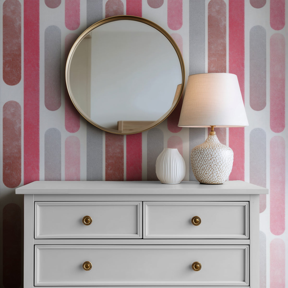 Rose Capsules large scale wallpaper in a styled room