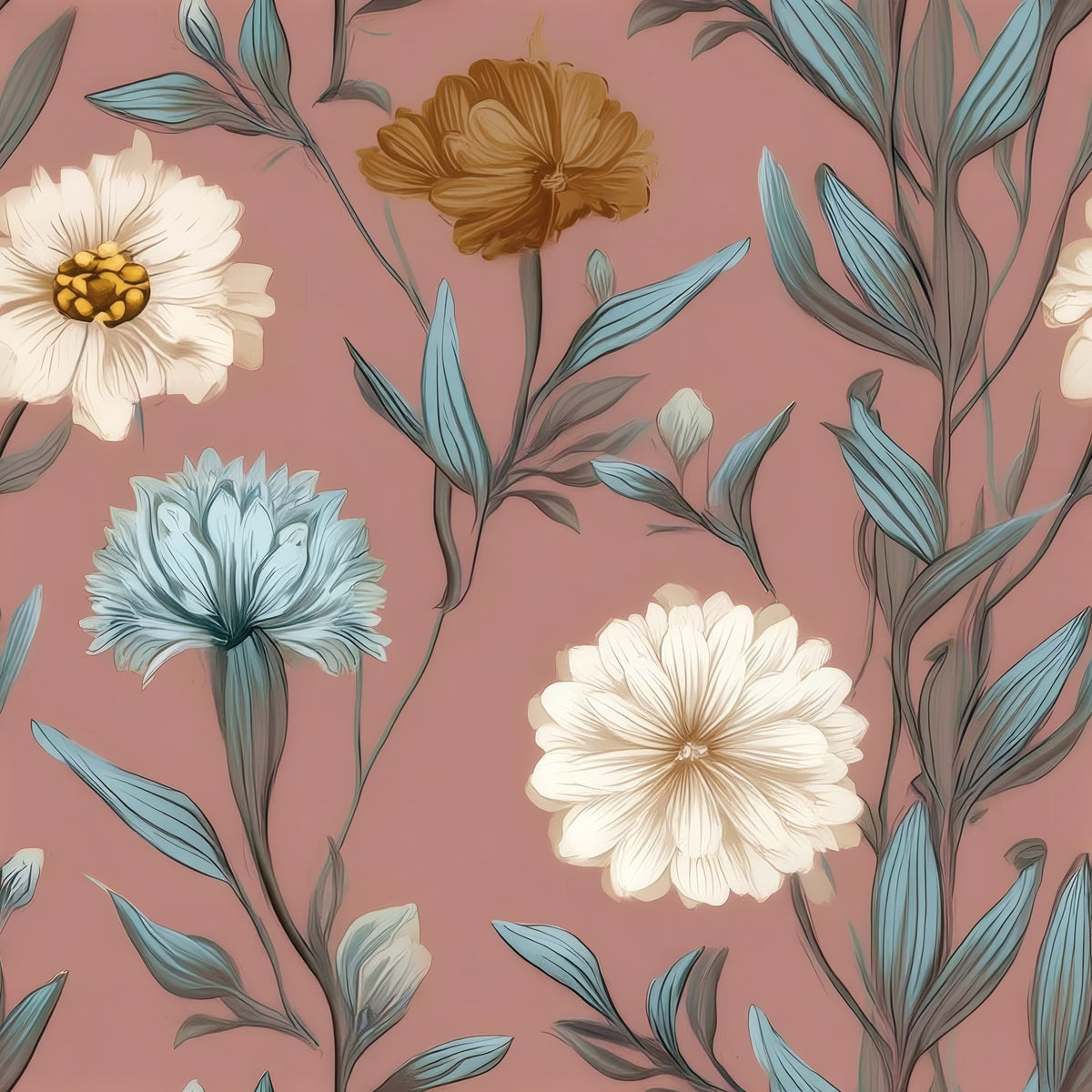 Rose Meadow large scale wallpaper pattern repeat