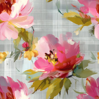 Rose Windowpane large scale wallpaper pattern repeat