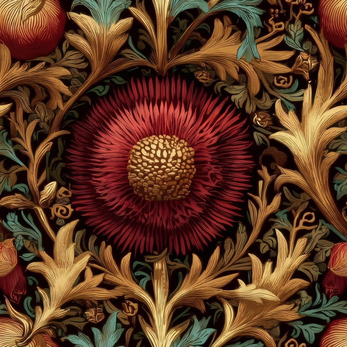 Ruby Chrysanthemum large scale wallpaper pattern repeat
