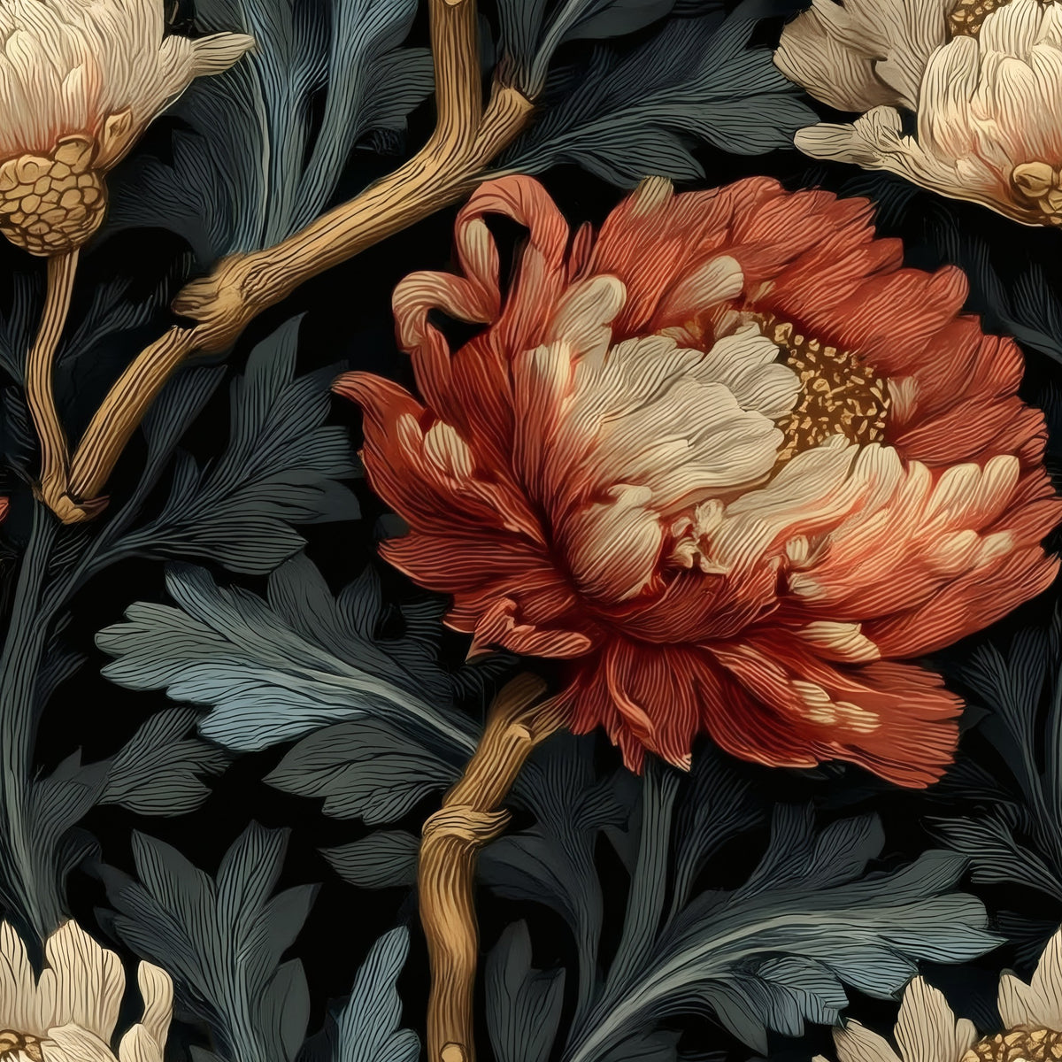 Rust Chrysanthemum large scale wallpaper pattern repeat