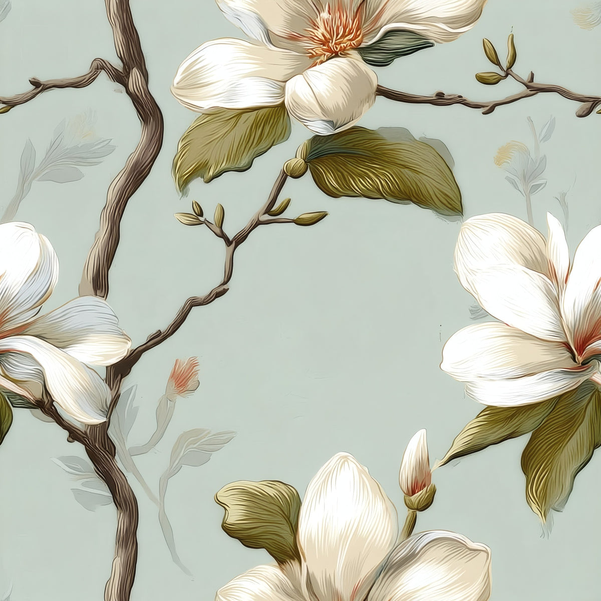Sage Branch large scale wallpaper pattern repeat