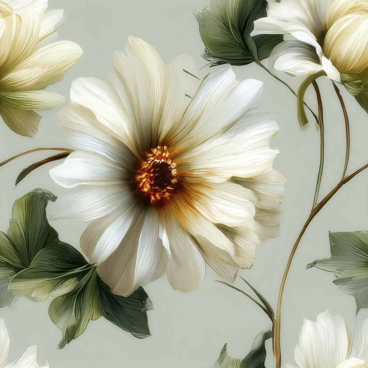 Sage Dahlia large scale wallpaper pattern repeat