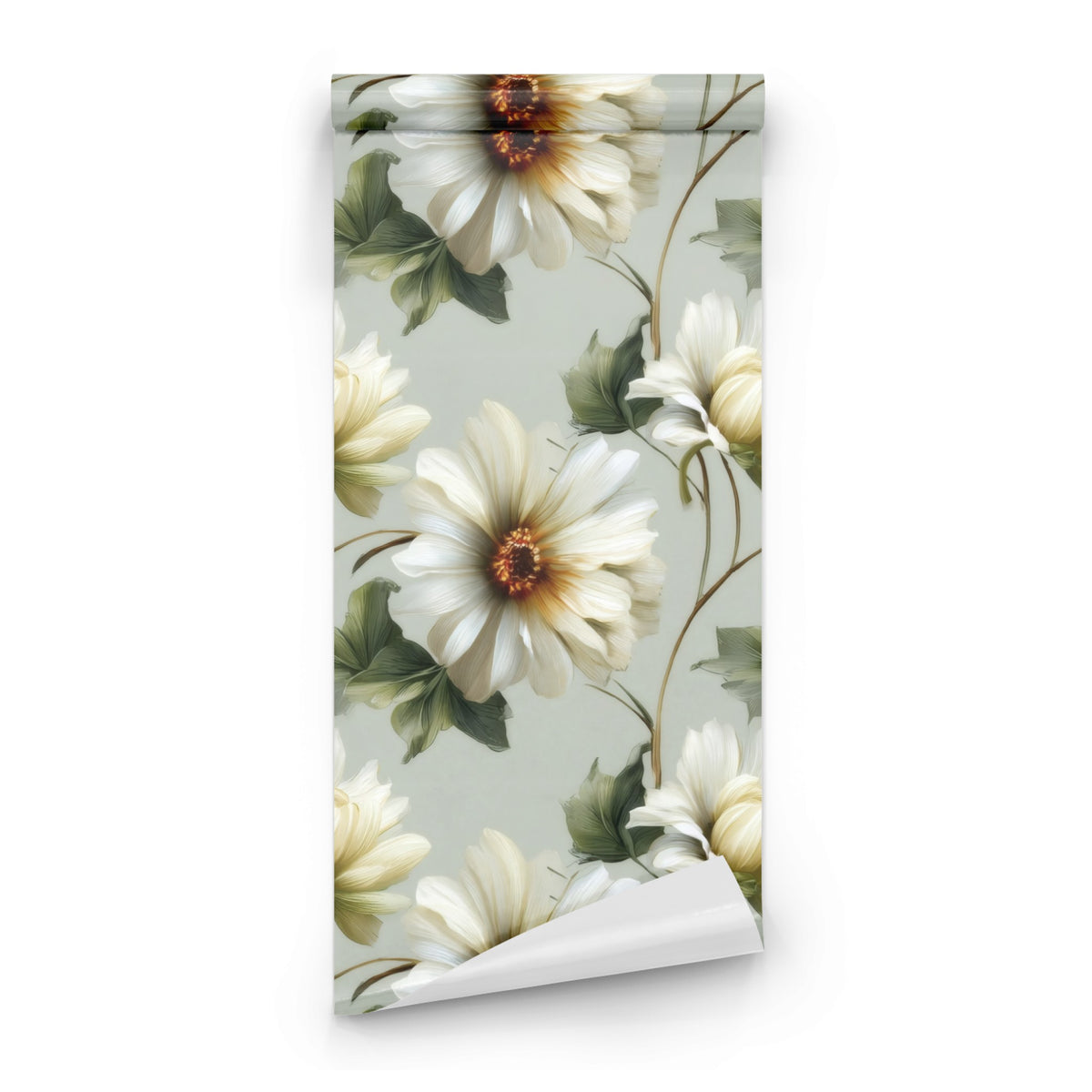 Roll of Sage Dahlia large scale wallpaper