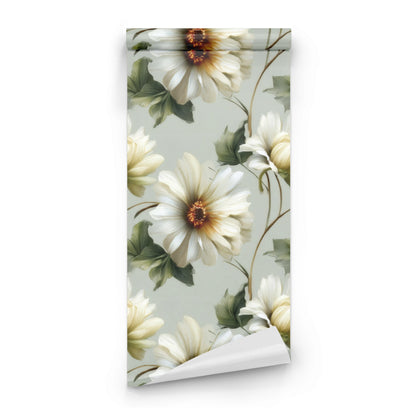 Roll of Sage Dahlia large scale wallpaper