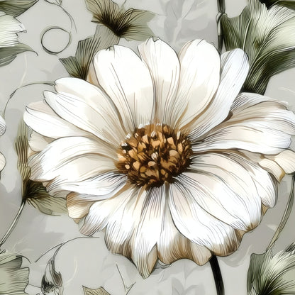 Sage Daisy large scale wallpaper pattern repeat