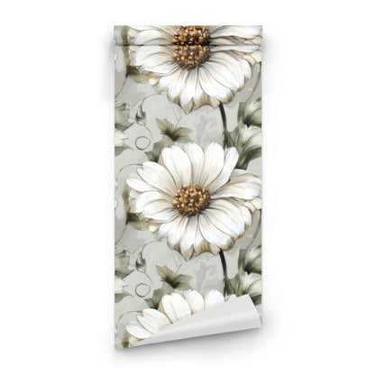 Roll of Sage Daisy large scale wallpaper